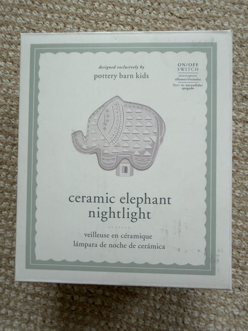 NEW - Pottery Barn Kids Ceramic Elephant Nightlight